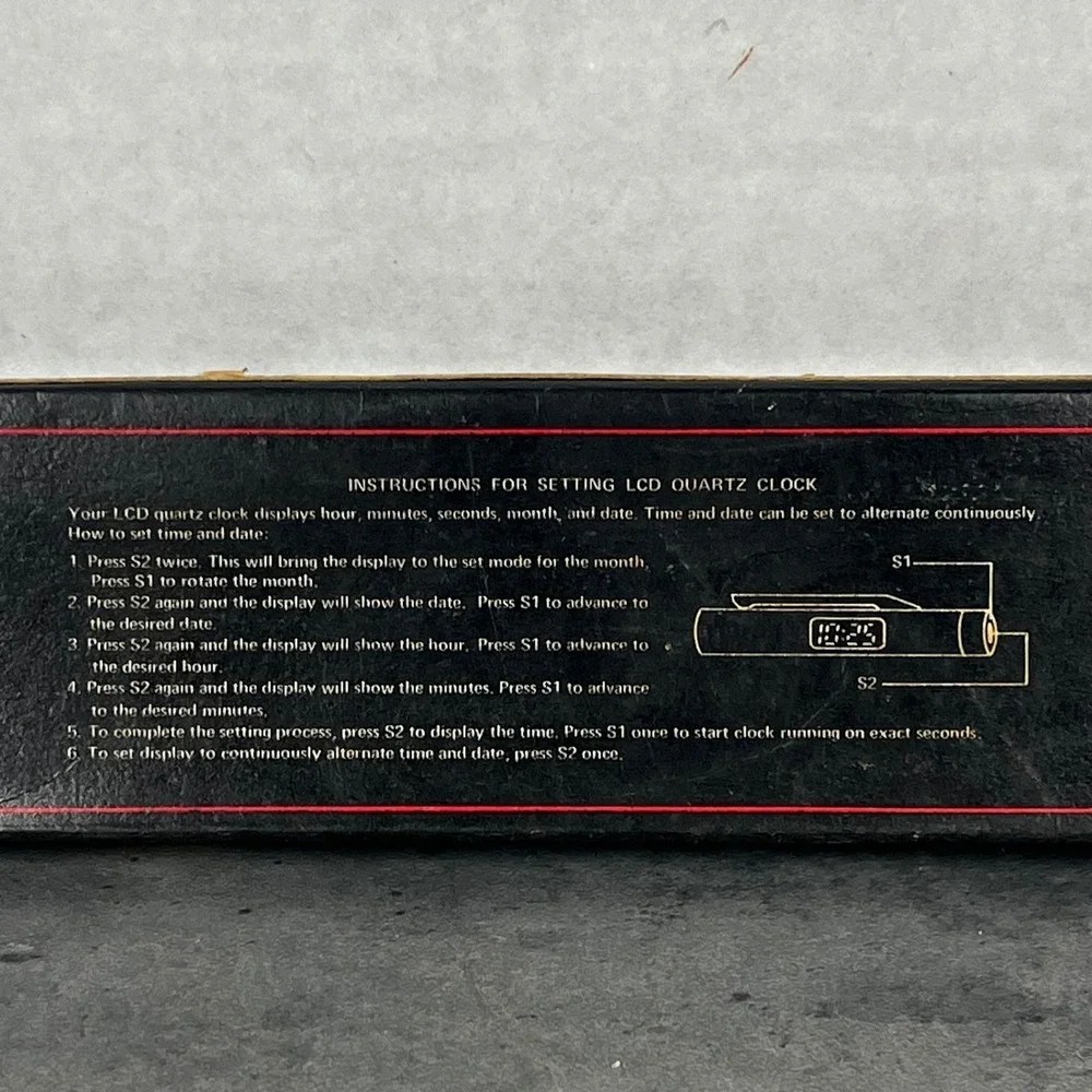 Vintage Bank of Lansing Quartz Time‎ Pen LCD Digital Clock Silver Tone Promo Box